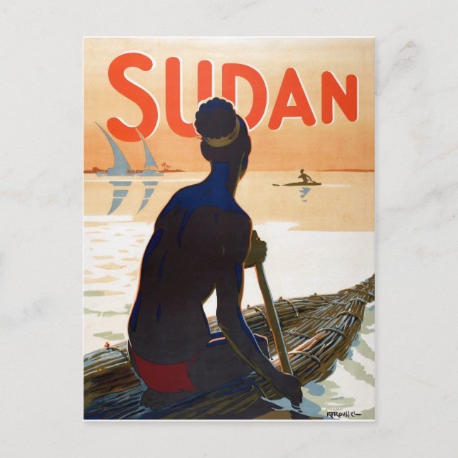 Sudan, traditioneller Fischfang, Vintage-Reise Postkarte (Vorderseite)