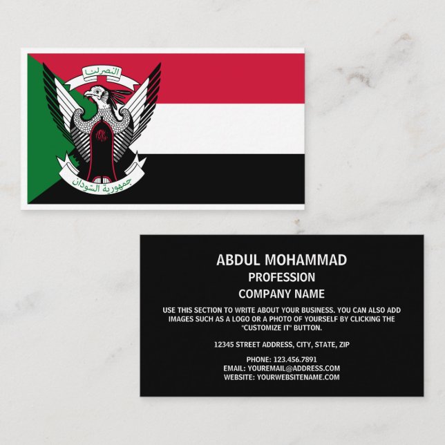 sudanesische Flagge & Emblem, Flagge des Sudan Visitenkarte (Vorne/Hinten)