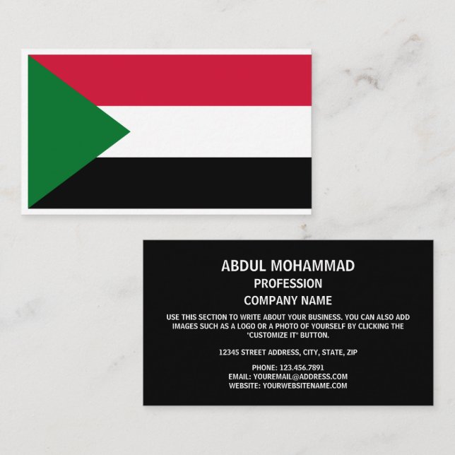 sudanesische Flagge, Flagge des Sudan Visitenkarte (Vorne/Hinten)