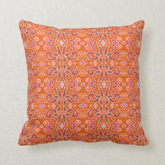 Südasiatischer Orange Pink Blue Square Kissen