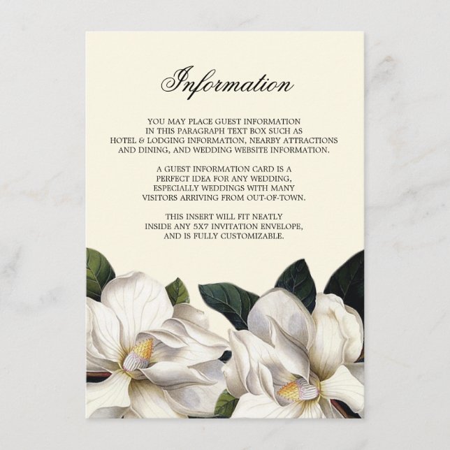 Südbotanische Hochzeitsinformation Begleitkarte (Vorderseite)