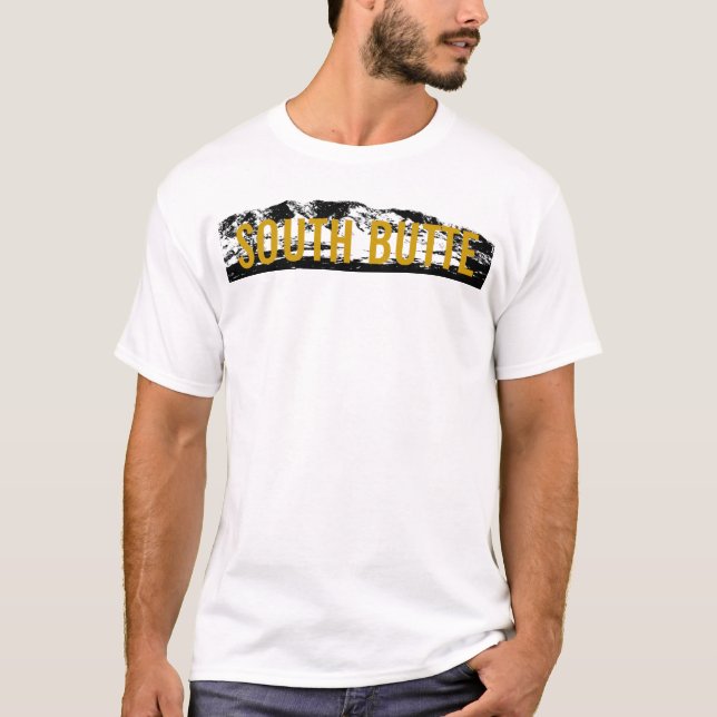 Südbutte-Gold auf schwarzem T-Shirt (Vorderseite)