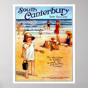 Südcanterbury, Neuseeland, Leute auf dem Strand Poster