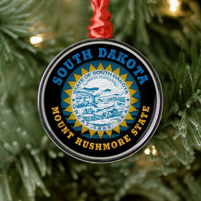 SÜDDAKOTA MOUNT RUSHMORE STAAT FLAG ORNAMENT AUS METALL (Baum)
