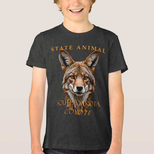 Süddakota-Territorium Tier Coyote Tri-Blend Shirt (Vorderseite)