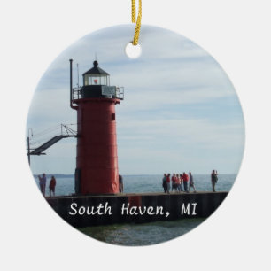 Südhafen-Michigan-Leuchtturm-Verzierung Keramik Ornament