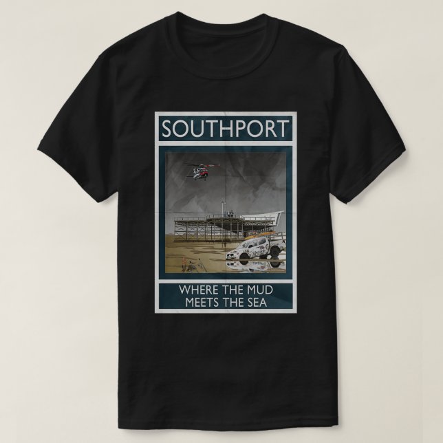 Südhafen, wo der Schlamm das Meer trifft T-Shirt (Design vorne)