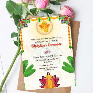Südindische Hindu-Braut Pellikuthuru-Zeremonie Einladung