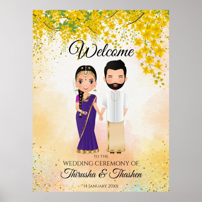 Südindische Hochzeit Tamil Telugu indisches Paar Poster (Vorne)