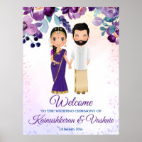 Südindische Hochzeit Tamil Telugu lila blau