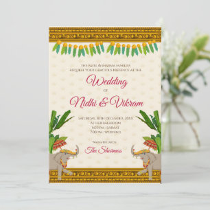 Südindische Hochzeitkarten & Elefanteneinladungen Einladung