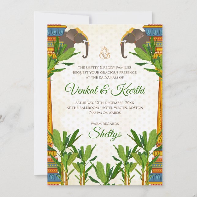 Südindische Hochzeitskarten & Tamil Wedding laden  Einladung (Vorderseite)