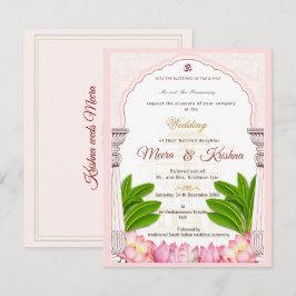 Südindische Lotus-Tempel-Hochzeitseinladung Suite Einladung