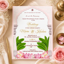 Südindische Lotus-Tempel-Hochzeitseinladung Suite