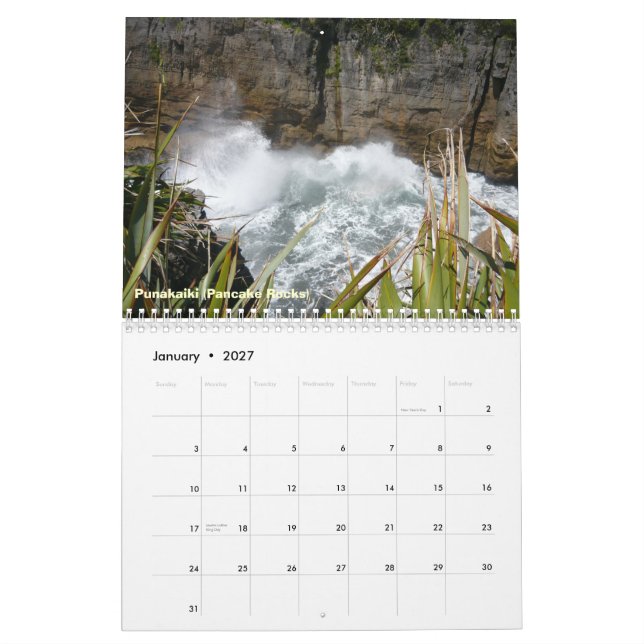 Südinsel, Neuseeland Kalender (Jan 2027)