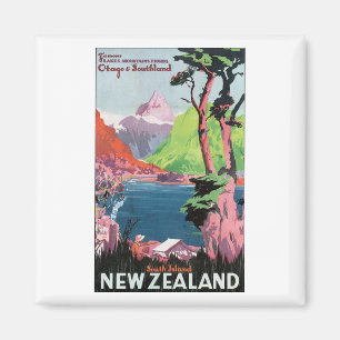 Südinsel Neuseeland Reiseplakat Magnet