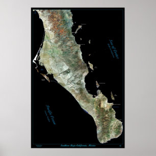 Südkalifornien, Mexiko-Satellitenposter Poster