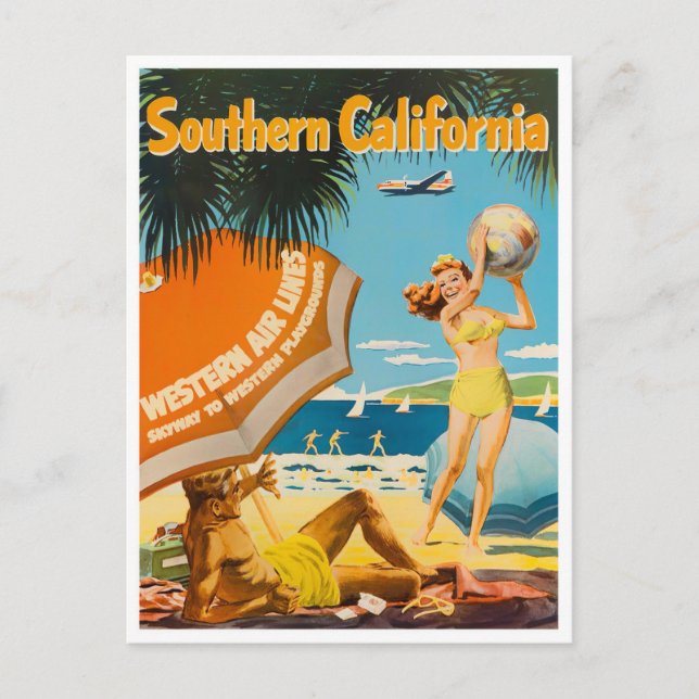 Südkalifornien Vintage Reise Postkarte (Vorderseite)