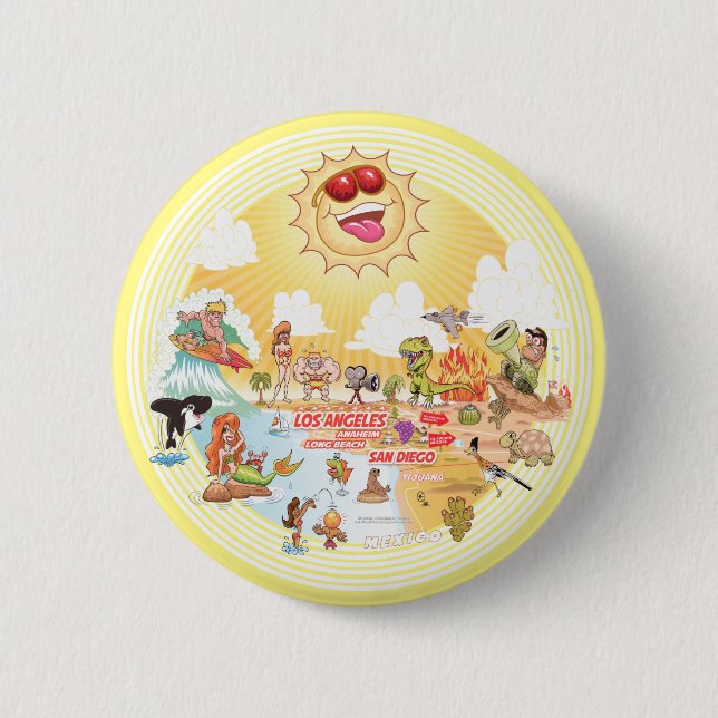 Südkalifornischer Cartoon Button (Vorderseite)