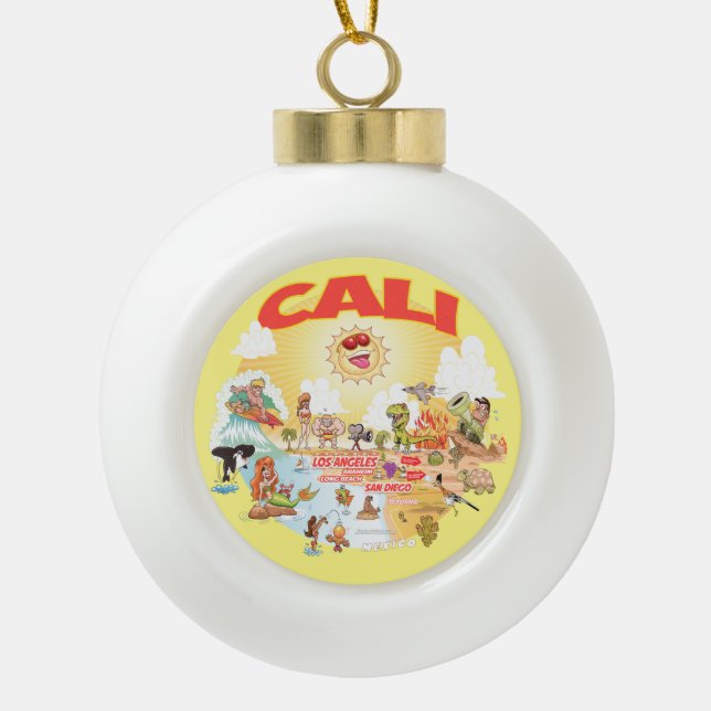 Südkalifornischer Cartoon Keramik Kugel-Ornament (Vorderseite)