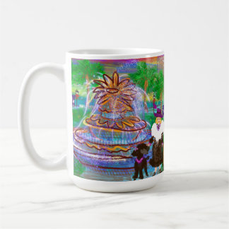 Südkarolina Ananas-Springbrunnen mit Poodles. Kaffeetasse