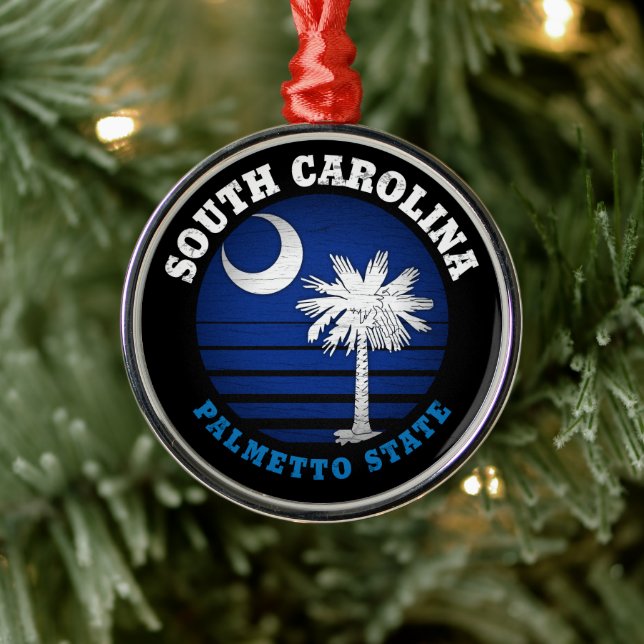 SÜDKAROLINA PALMETTO STAAT FLAG ORNAMENT AUS METALL (Baum)