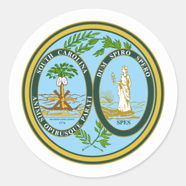 Südkarolinisches Siegel, Siegel South Carolina Runder Aufkleber (Vorderseite)