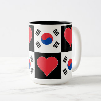 Südkorea Flag Herzmuster Patriotisch Koreanisch Zweifarbige Tasse