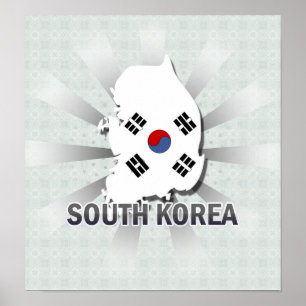 Südkorea Flag Map 2.0 Poster