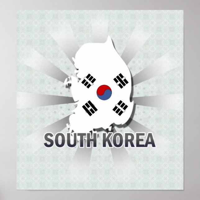 Südkorea Flag Map 2.0 Poster (Vorne)