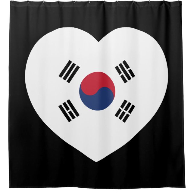Südkorea-Flagge Herz Duschvorhang (Vorderseite)