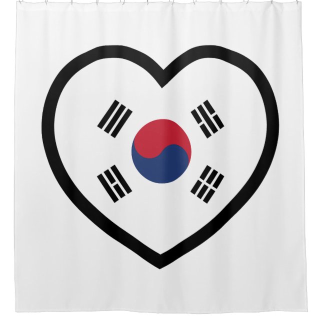 Südkorea-Flagge Herz Duschvorhang (Vorderseite)