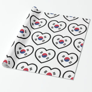 Südkorea-Flagge Herz Geschenkpapier