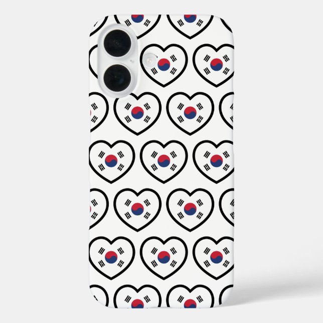 Südkorea-Flagge Herz iPhone 16 Hülle (Rückseite)