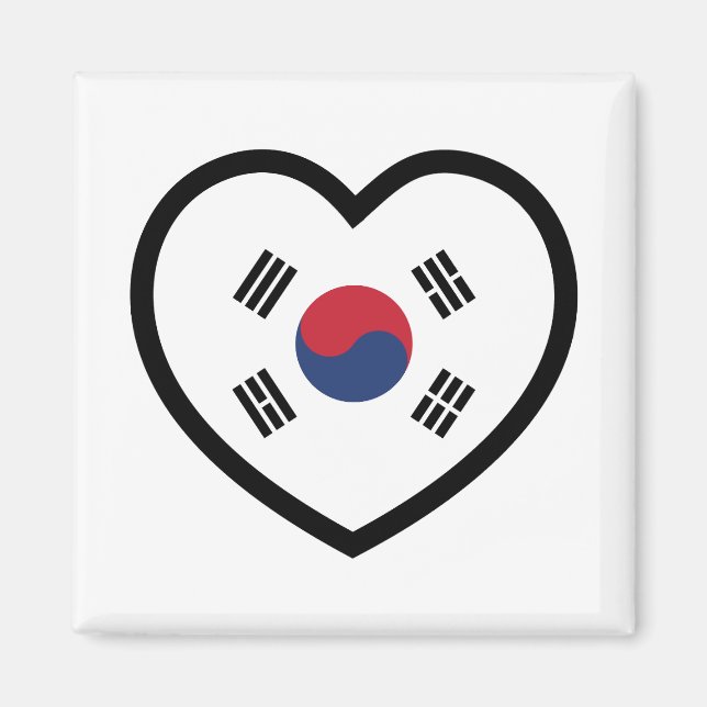 Südkorea-Flagge Herz Magnet (Vorne)