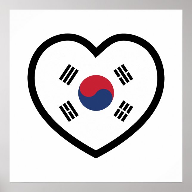 Südkorea-Flagge Herz Poster (Vorne)