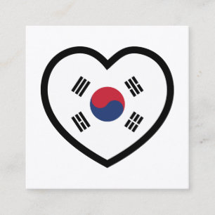 Südkorea-Flagge Herz Quadratische Visitenkarte