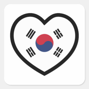 Südkorea-Flagge Herz Quadratischer Aufkleber