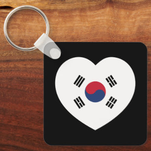 Südkorea-Flagge Herz Schlüsselanhänger