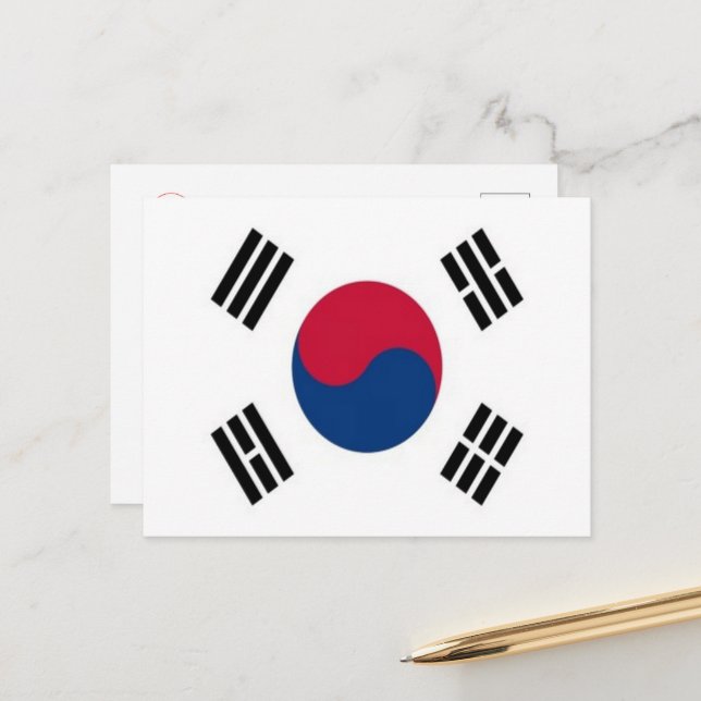 Südkorea - Flagge - Postkarte (Vorderseite/Rückseite Beispiel)