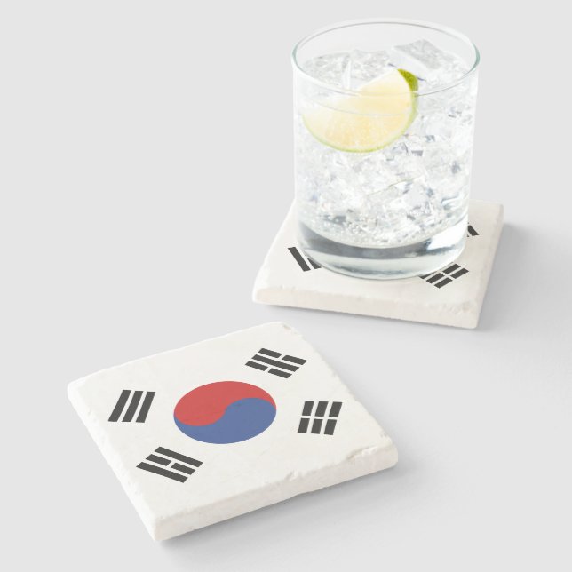 Südkorea-Flagge Steinuntersetzer (Seitenansicht)