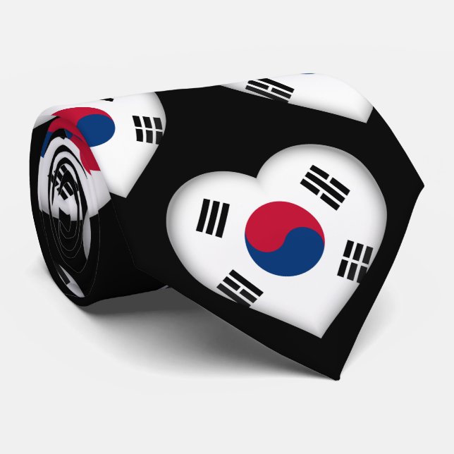 Südkorea Flaggenfarben Herzmuster Neck Tie Krawatte (Gerollt)