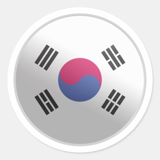 Südkorea-Glossy-Circle-Flag Runder Aufkleber (Vorderseite)