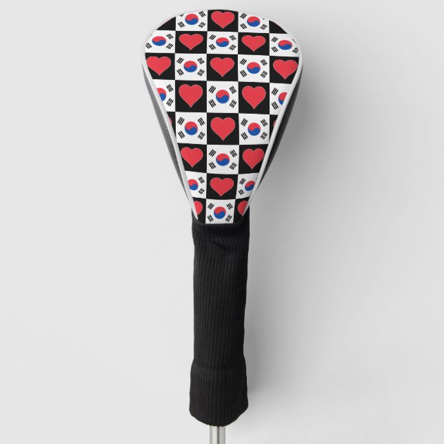 Südkorea Golf Lover Herzmuster koreanische Flagge Golf Headcover (Vorderseite)