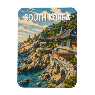 Südkorea Illustration Reise Kunst Vintage Magnet