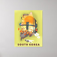 Südkorea illustriertes Kartenplakat