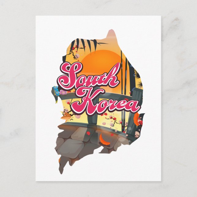 Südkorea-Karte Postkarte (Vorderseite)