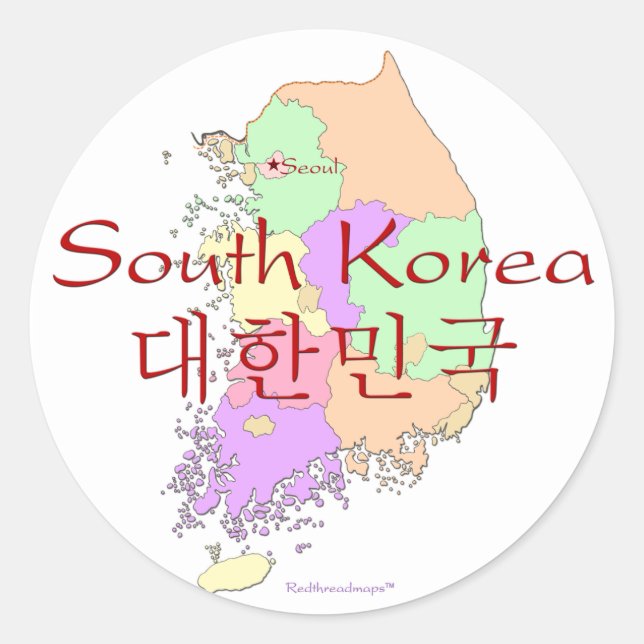 Südkorea-Karte Runder Aufkleber (Vorderseite)