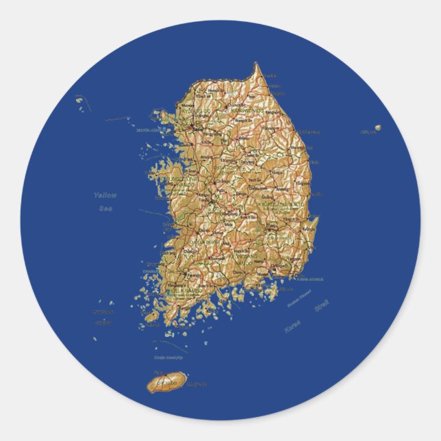 Südkorea-Karten-Aufkleber Runder Aufkleber (Vorderseite)