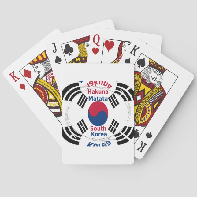 Südkorea - Landesfarben für Flaggen Art Print/Grap Spielkarten (Rückseite)
